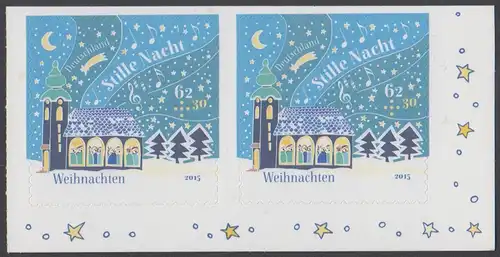BUND 2015 Michel-Nummer 3186 postfrisch  horiz.PAAR ECKRAND unten rechts (aus MH / selbstklebend)