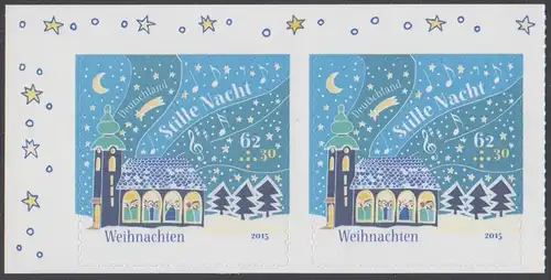 BUND 2015 Michel-Nummer 3186 postfrisch  horiz.PAAR ECKRAND oben links (aus MH / selbstklebend)