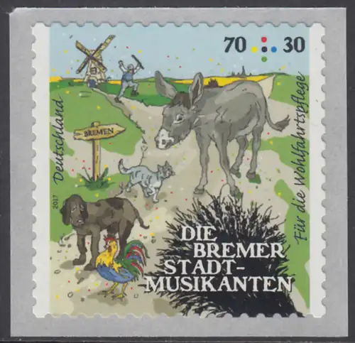 BUND 2017 Michel-Nummer 3287 postfrisch EINZELMARKE (b) -Rollenmarke / selbstklebend-