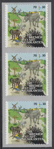 BUND 2017 Michel-Nummer 3287 postfrisch vert.STRIP(3) -Rollenmarken / selbstklebend-