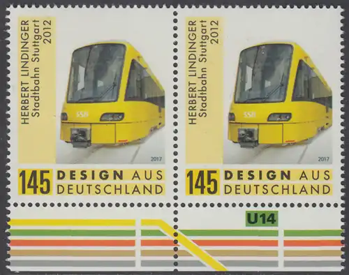 BUND 2017 Michel-Nummer 3349 postfrisch horiz.PAAR RÄNDER unten (b)