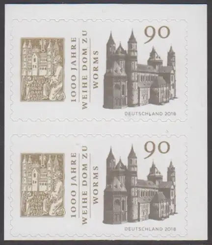 BUND 2018 Michel-Nummer 3398 postfrisch vert.PAAR (b) -aus MH/selbstklebend-