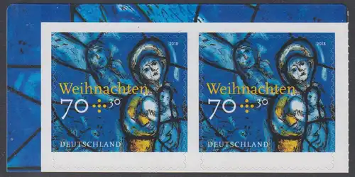 BUND 2018 Michel-Nummer 3422 postfrisch horiz.PAAR (aus MH/selbstklebend) Eckrand oben links