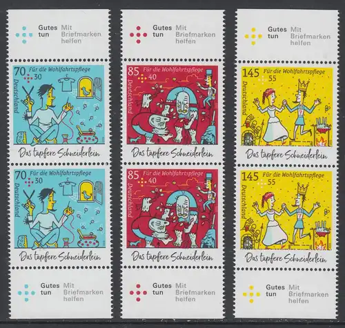 BUND 2019 Michel-Nummer 3438-3440 postfrisch SATZ(3) vert.PAARE RÄNDER oben/unten