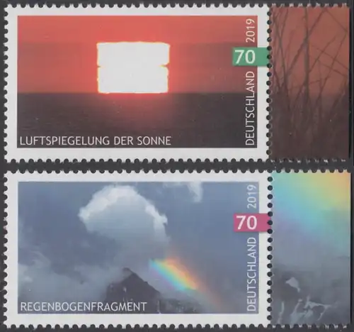 BUND 2019 Michel-Nummer 3441-3442 postfrisch SATZ(2) EINZELMARKEN RÄNDER rechts (c)