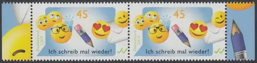 BUND 2019 Michel-Nummer 3458 postfrisch horiz.PAAR RÄNDER rechts/links (c)