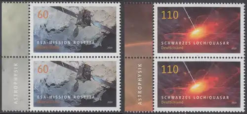 BUND 2019 Michel-Nummer 3476-3477 postfrisch SATZ(2) vert.PAARE RÄNDER links (a)