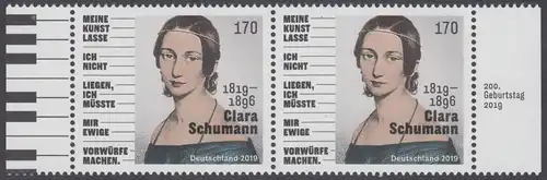 BUND 2019 Michel-Nummer 3493 postfrisch horiz.PAAR RÄNDER rechts/links (b)