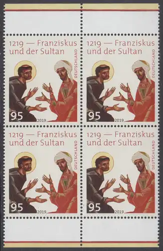 BUND 2019 Michel-Nummer 3498 postfrisch BLOCK RÄNDER unten/oben 