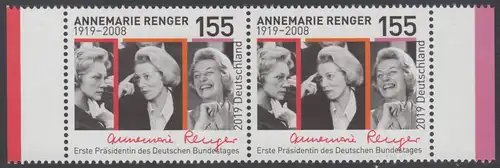 BUND 2019 Michel-Nummer 3499 postfrisch EINZELMARKEN RÄNDER rechts/links