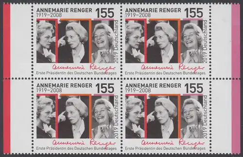 BUND 2019 Michel-Nummer 3499 postfrisch BLOCK RÄNDER rechts/links