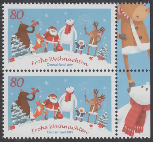 BUND 2019 Michel-Nummer 3504 postfrisch vert.PAAR RÄNDER rechts (a)