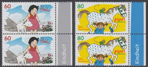 BUND 2019 Michel-Nummer 3506-3507 postfrisch SATZ(2) vert.PAARE RÄNDER rechts (a)