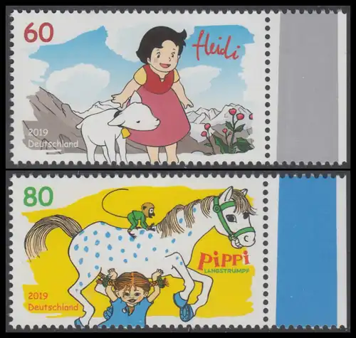 BUND 2019 Michel-Nummer 3506-3507 postfrisch SATZ(2) EINZELMARKEN RÄNDER rechts (a)