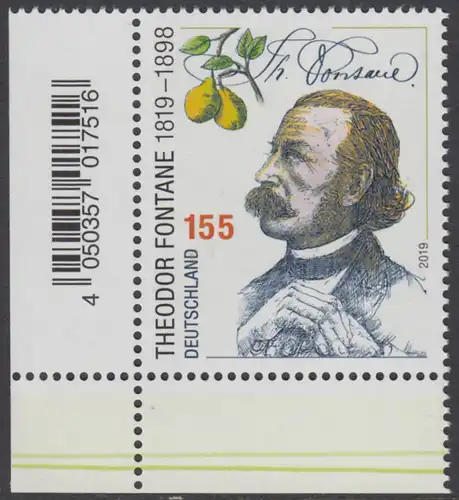 BUND 2019 Michel-Nummer 3508 postfrisch EINZELMARKE ECKRAND unten links