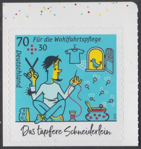 BUND 2019 Michel-Nummer 3444 postfrisch EINZELMARKE (a3) (aus MH/selbstklebend) 