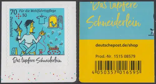 BUND 2019 Michel-Nummer 3444 postfrisch EINZELMARKE (aus MH/selbstklebend) mit EAN