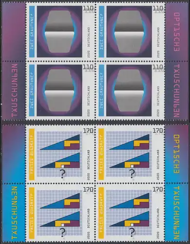 BUND 2020 Michel-Nummer 3536-3537 postfrisch SATZ(2) BLÖCKE RÄNDER rechts/links 