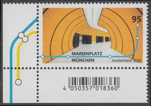 BUND 2020 Michel-Nummer 3538 postfrisch EINZELMARKE ECKRAND unten links