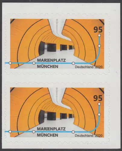 BUND 2020 Michel-Nummer 3541 postfrisch vert.PAAR (aus Folioset) (b / selbstklebend)