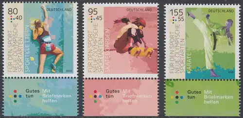 BUND 2020 Michel-Nummer 3542-3544 postfrisch SATZ(3) EINZELMARKEN RÄNDER unten (b)