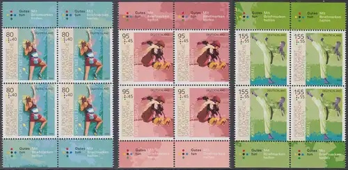 BUND 2020 Michel-Nummer 3542-3544 postfrisch SATZ(3) BLÖCKE RÄNDER oben/unten