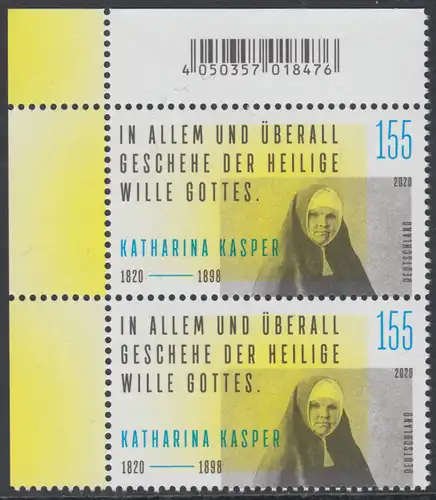 BUND 2020 Michel-Nummer 3548 postfrisch vert.PAAR ECKRAND oben links