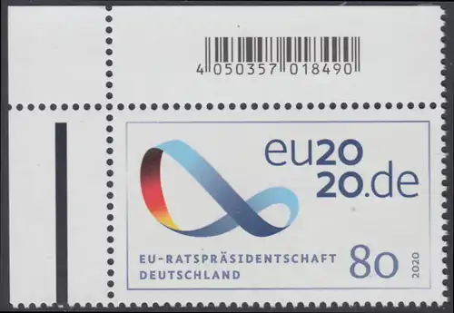 BUND 2020 Michel-Nummer 3554 postfrisch EINZELMARKE ECKRAND oben links