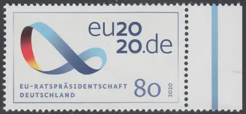 BUND 2020 Michel-Nummer 3554 postfrisch EINZELMARKE RAND rechts (a)