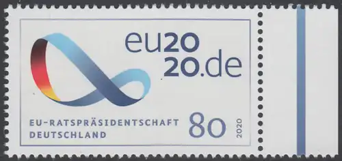 BUND 2020 Michel-Nummer 3554 postfrisch EINZELMARKE RAND rechts (b)