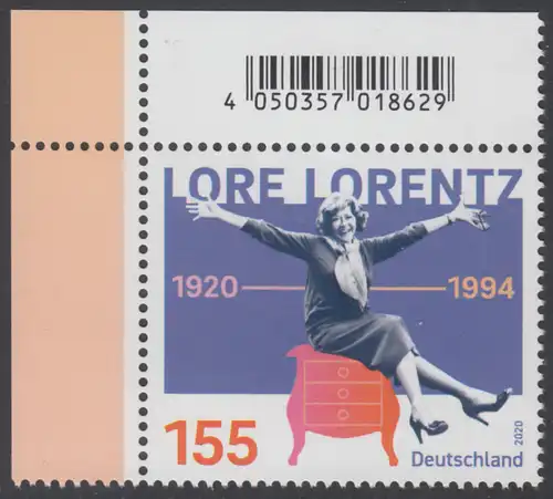 BUND 2020 Michel-Nummer 3565 postfrisch EINZELMARKE ECKRAND oben links