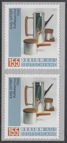 BUND 2020 Michel-Nummer 3570 postfrisch vert.PAAR (coils) (b / selbstklebend)