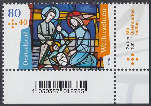 BUND 2020 Michel-Nummer 3571 postfrisch EINZELMARKE ECKRAND unten rechts