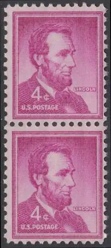 USA Michel 0657 / Scott 1036 postfrisch vert.PAAR (a1) - Bedeutende Amerikaner, Bauwerke: Abraham Lincoln