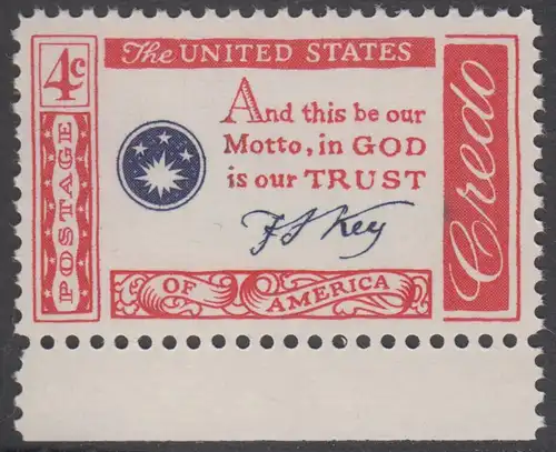 USA Michel 0769 / Scott 1142 postfrisch EINZELMARKE RAND unten - Amerikanisches Credo mit Aussprüchen berühmter Amerikaner (Francis Scott Key)