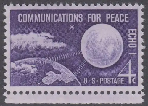 USA Michel 0803 / Scott 1173 postfrisch EINZELMARKE RAND unten - Echo I - Nachrichtenverbindungen für den Frieden