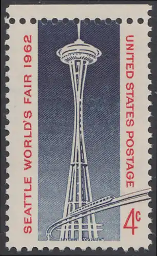 USA Michel 0826 / Scott 1196 postfrisch (Gummierung beeinträchtigt) EINZELMARKE RAND oben - Weltausstellung, Seattle, WA