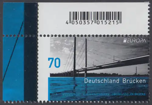 BUND 2018 Michel-Nummer 3383 postfrisch EINZELMARKE ECKRAND oben links