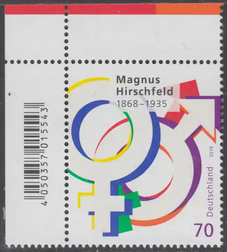 BUND 2018 Michel-Nummer 3403 postfrisch EINZELMARKE ECKRAND oben links