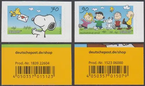 BUND 2018 Michel-Nummer 3371-3372 postfrisch SATZ(2) EINZELMARKEN m/ EAN (aus MH/selbstklebend)