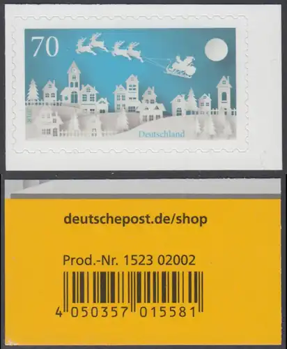 BUND 2018 Michel-Nummer 3423 postfrisch EINZELMARKE m/ EAN (aus MH/selbstklebend)