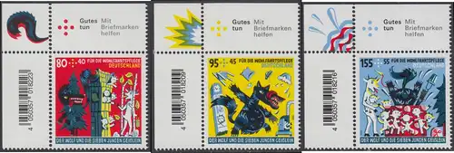 BUND 2020 Michel-Nummer 3522-3524 postfrisch SATZ(3) EINZELMARKEN ECKRÄNDER oben links