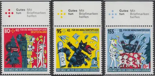 BUND 2020 Michel-Nummer 3522-3524 postfrisch SATZ(3) EINZELMARKEN RÄNDER oben 