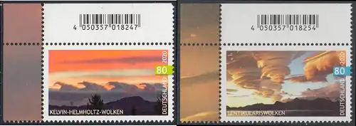 BUND 2020 Michel-Nummer 3527-3528 postfrisch SATZ(2) EINZELMARKEN ECKRÄNDER oben links