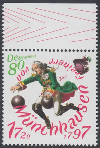BUND 2020 Michel-Nummer 3546 postfrisch EINZELMARKE RAND oben (c)