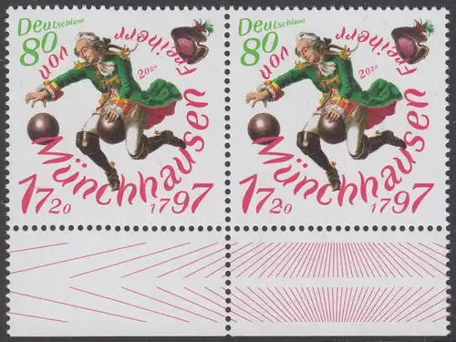 BUND 2020 Michel-Nummer 3546 postfrisch horiz.PAAR RÄNDER unten (a)