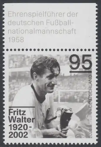 BUND 2020 Michel-Nummer 3568 postfrisch EINZELMARKE RAND oben (c)