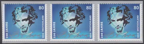 BUND 2020 Michel-Nummer 3520 postfrisch horiz.STRIP(3) (coils) (selbstklebend)