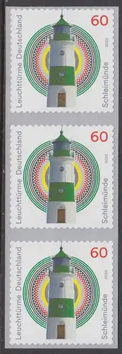 BUND 2020 Michel-Nummer 3555 postfrisch vert.STRIP(3) (coils / selbstklebend)