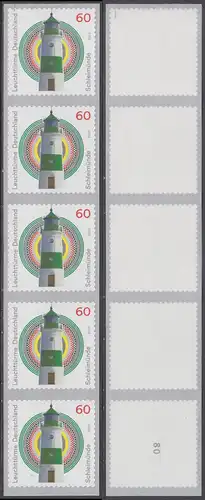 BUND 2020 Michel-Nummer 3555 postfrisch vert.STRIP(5) (coils / selbstklebend) m/ rückseitiger Nummer (80)